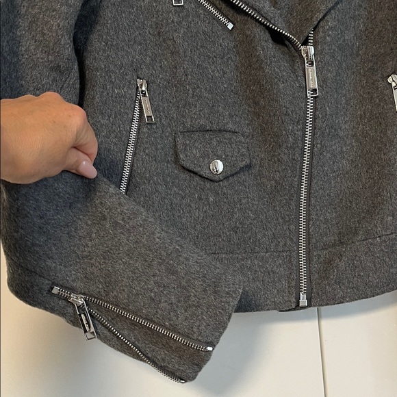 NWOT MICHAEL Michael Kors Charcoal Wool Moto Jacket, Size M - Picture 4 of 12